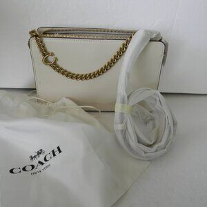 NEW DISPLAY COACH Signatue Chain Conv. Clutch Crossbody 78801 In CHALK Leather